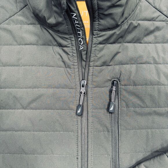 Nautica Mens XL Jacket Gray Yellow Full Zip Inner Pockets Wind Water Resistant - Picture 6 of 10